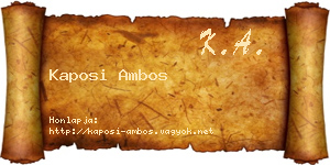 Kaposi Ambos névjegykártya